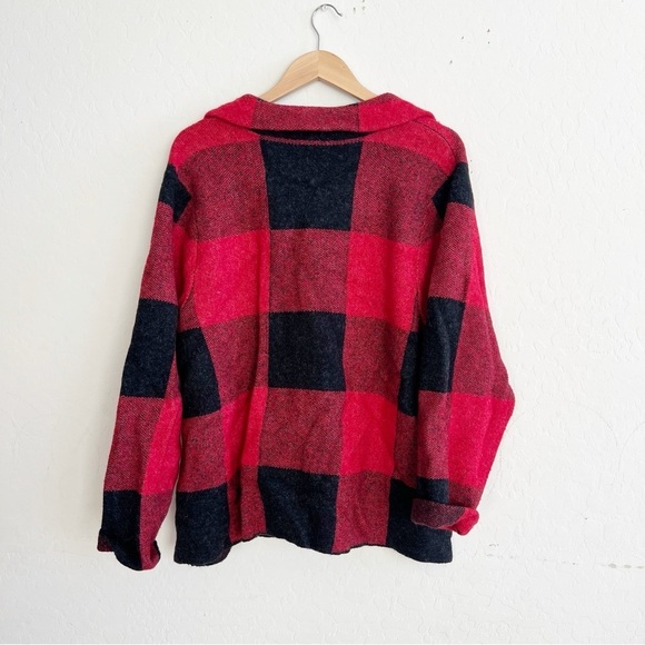J. Jill Red Black Plaid Button Front Sweater - Picture 4 of 8